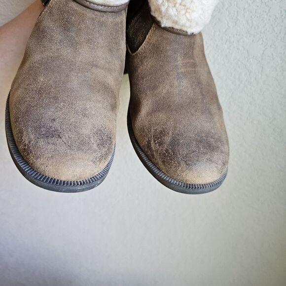 UGG Australia Size 7 Blayre III Boot 1095153 Brown Leather Shearling Buckle Moto - Picture 4 of 7